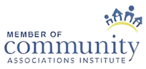 CAI logo - Community Associations Institute, blue text with stylized people and houses graphic in blue and yellow
