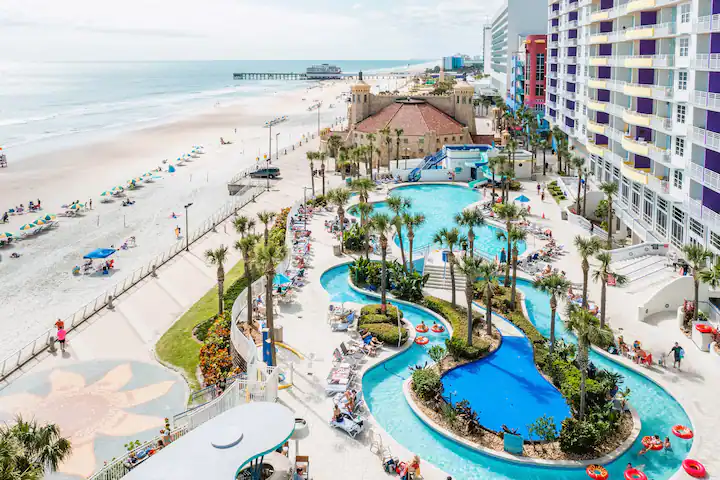 Secure Daytona Beach condo building protected by FPAT's Structural Integrity Reserve Study (SIRS), ensuring compliance with Florida regulations and safety from hurricanes and floods